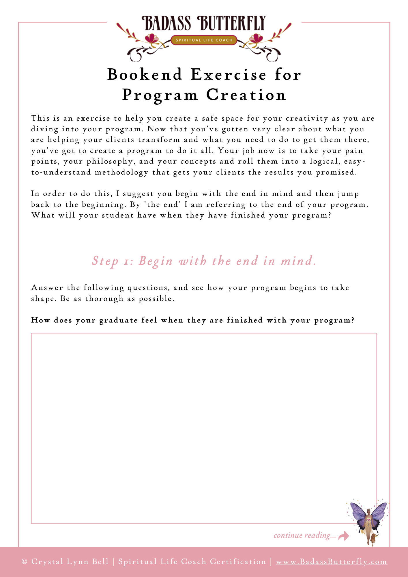 BETA Download the Bookend Exercise for Program Creation Worksheet