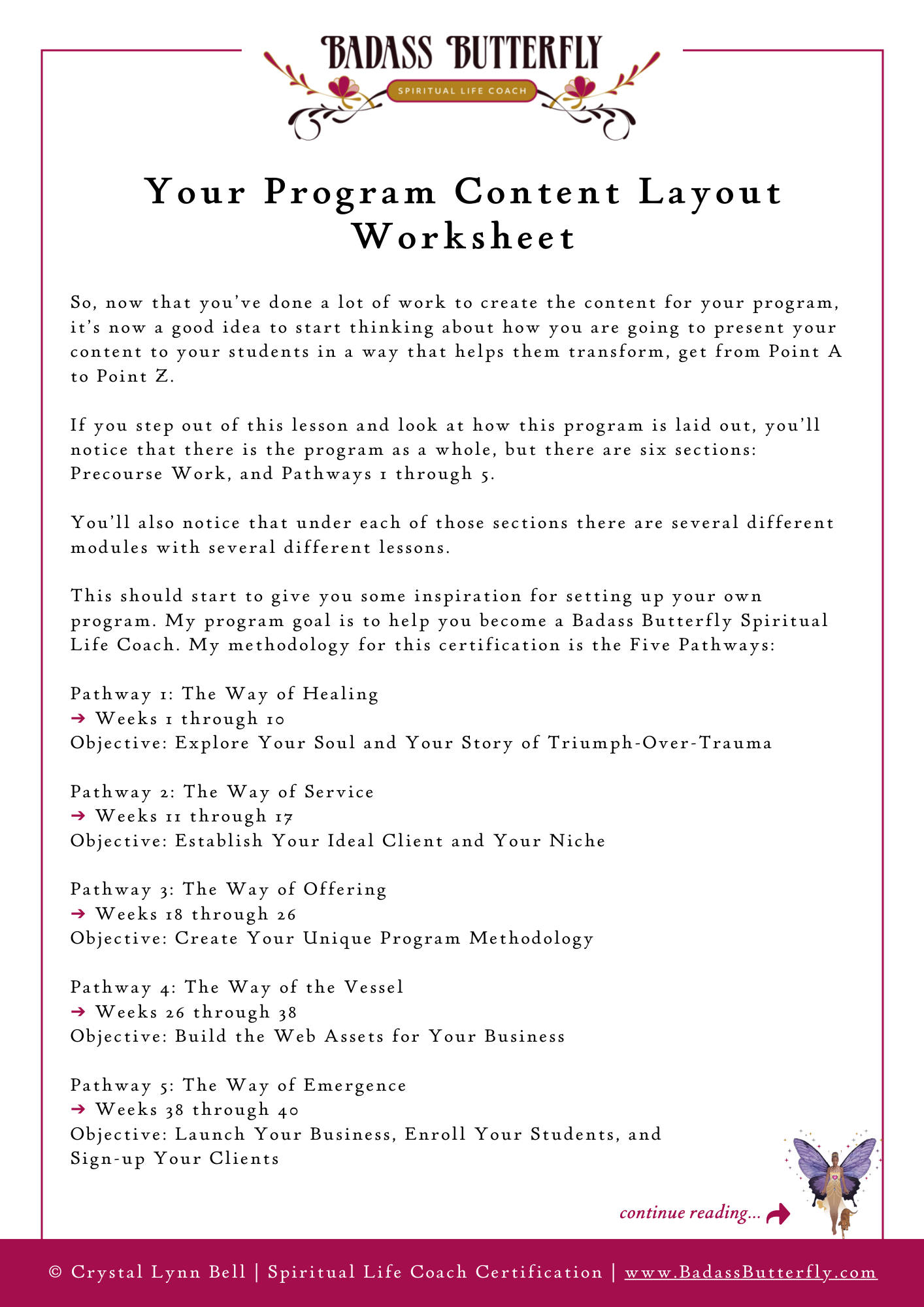 Your Program Content Layout Worksheet